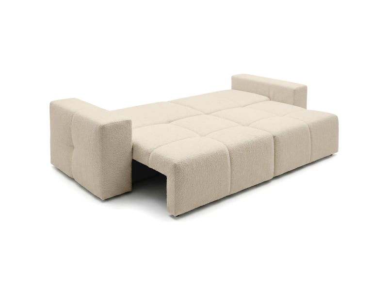  Celine - canapé droit 3 places convertible en bouclette  - Conforama C
