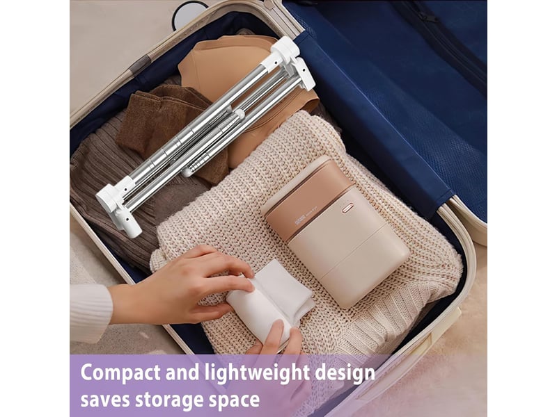 Crochets muraux portant à vêtements portable pliable, télescopique de 36 à 78 cm, avec 2 cintres pliants, réglable, petit séchoir à linge pliable en acier inoxydable, blanc - Conforama D