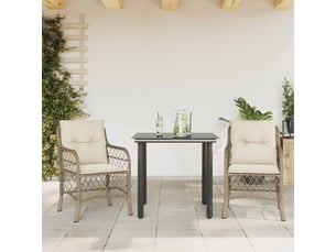 Ensemble de bistro 3 pcs avec coussins beige résine tressée shl4248