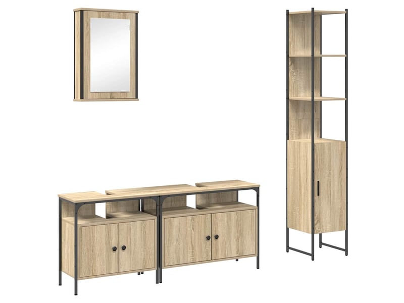  Ensemble de mobilier de salle de bain 4 pc chêne sonoma cf64518  - Conforama A