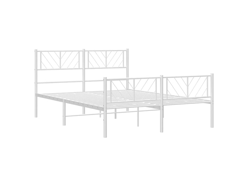  Lit double- lit adulte -  cadre de lit métal sans matelas et pied de lit blanc 150x200 cm  - Conforama D