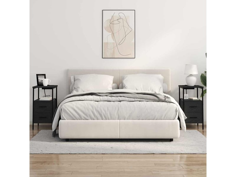  Table de chevet avec tiroir 2 pièces chêne noir 30 x 48 x 61 cm  - Conforama D