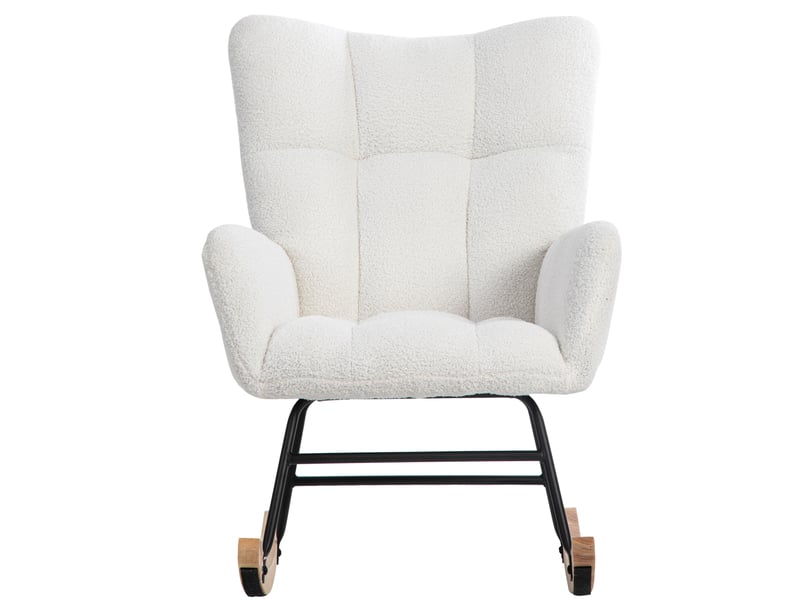 Fauteuil à bascule ergonomique 65x92 cm – repose-pieds et structure robuste en bois d’hévéa - Conforama D