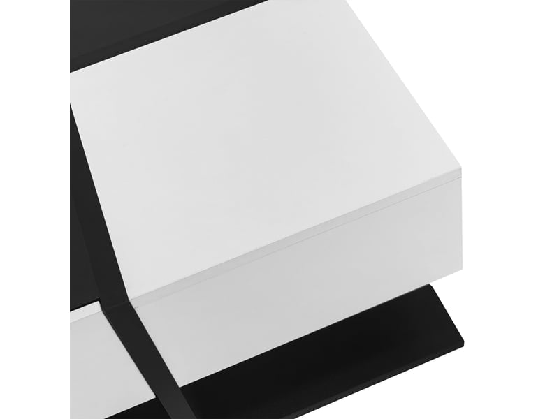  Table basse moderne 70x70x35,5 cm avec 2 tiroirs à glissières silencieuses, panneau de particules, noir et blanc  - Conforama R