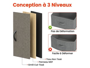Table de nuit deux tiroirs 40x30x55 cm en metal gris fonce noir