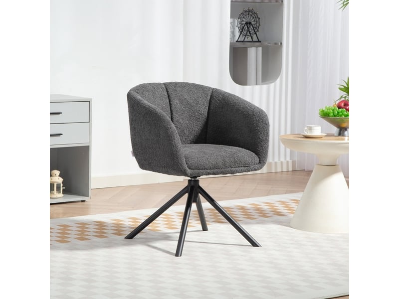  Fauteuil d'accent pivotant 58.5x59x78.5cm – fauteuil lounge individuel avec assise 360° et pieds en métal – polyester - anthracite  - Conforama B