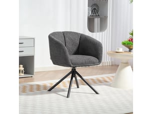 Fauteuil d'accent pivotant 58.5x59x78.5cm – fauteuil lounge individuel avec assise 360° et pieds en métal – polyester - anthracite