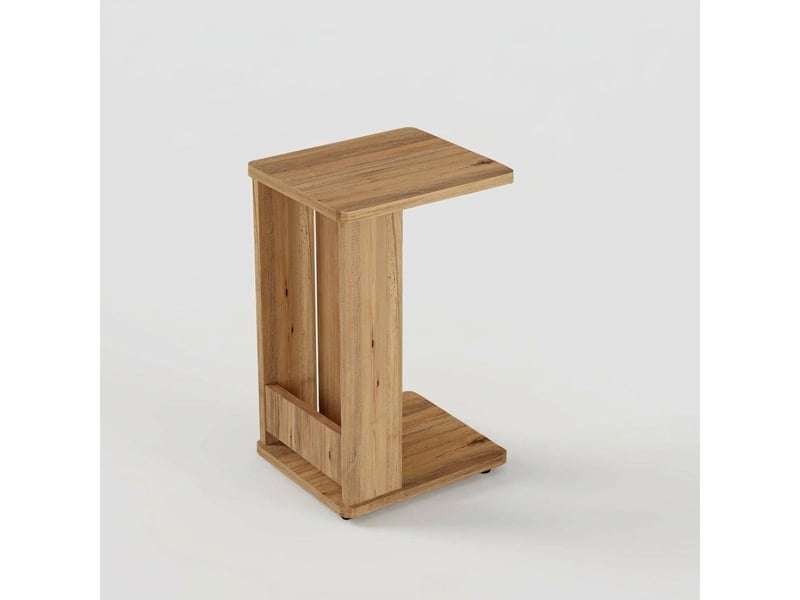  Table d'appoint à roulettes avec porte-revues tavok - bois neutre  - Conforama A