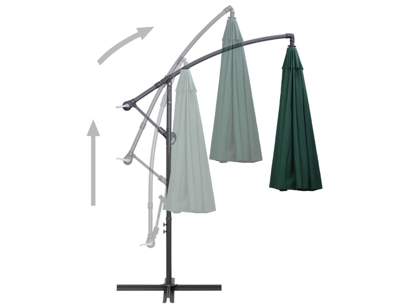 Parasol de jardin suspendu avec poteau en aluminium vert 3 m - Conforama D