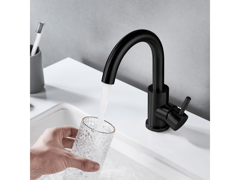  Robinet d'évier monotrou simple et moderne, robinet d'évier à poignée unique pour évier de cuisine ou de salle de bain, noir  - Conforama B