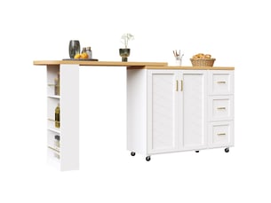 Desserte bar extensible 135x39x104 cm mdf blanche