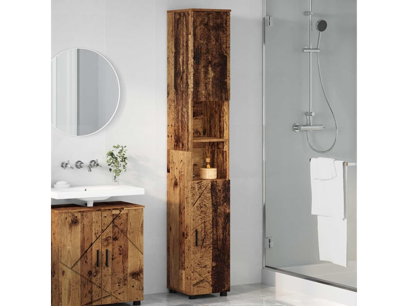 Cabinet de salle de bain, armoire salle de bain bois ancien 30 x 35 x 192 cm cf65257 - Conforama D