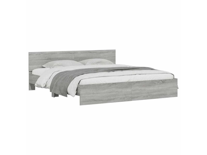 Lit double- lit adulte - cadre de lit avec led sans matelas sonoma gris 200x200 cm - Conforama B