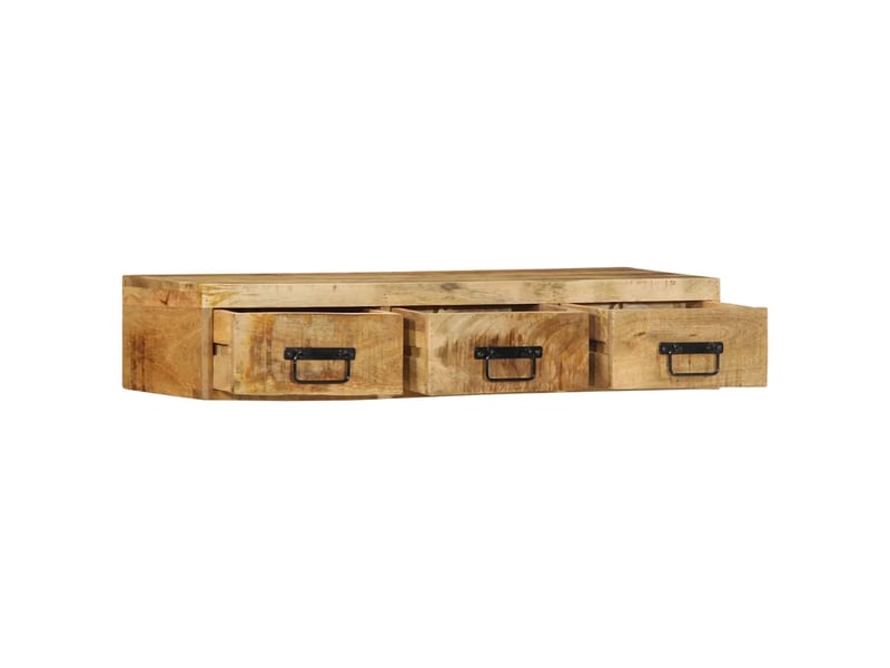  Meuble tv - banc tv - meuble de rangement mural 100x30x19 cm bois massif de manguier brut  - Conforama A