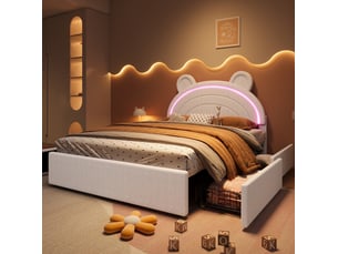 Lit avec rangement 140x200 cm MODENUIT coloris beige
