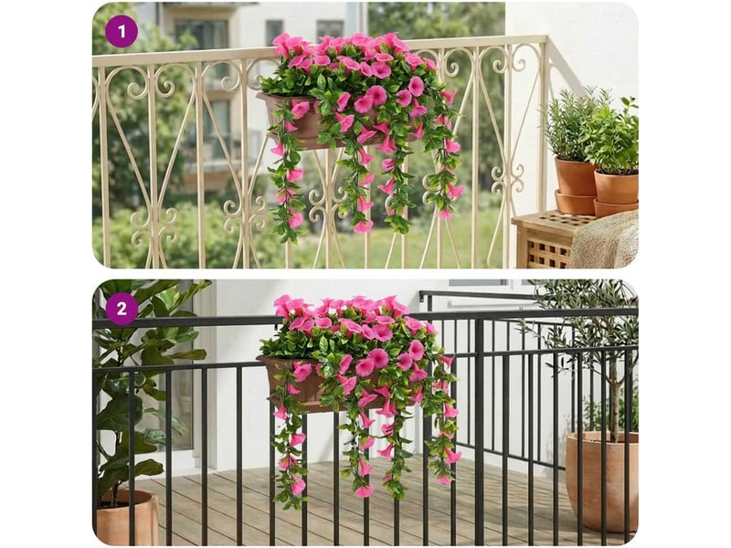 Fleurs artificielles rouge violet 55 x 20 x 55 cm pe et acier vidaxl  - Conforama B