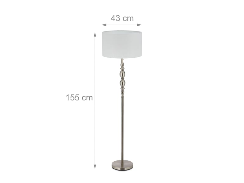  Lampe sur pied moderne avec abat-jour tissu 150 x 25 x 25 cm ambiance cosy chic en métal blanc 13_0008597  - Conforama B