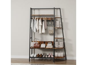 Porte-manteau ouvert autoportant de style industriel avec étagères – support suspendu rétro marron pour chambre à coucher, salon et bureau à