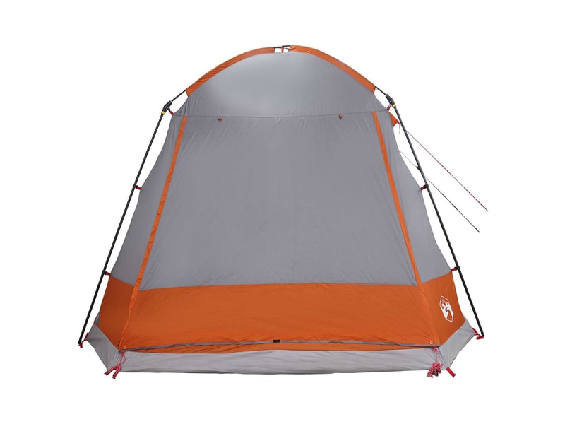 Tente de camping, tente cabane 8 personne gris et orange polyester et acier shl55273 - Conforama E