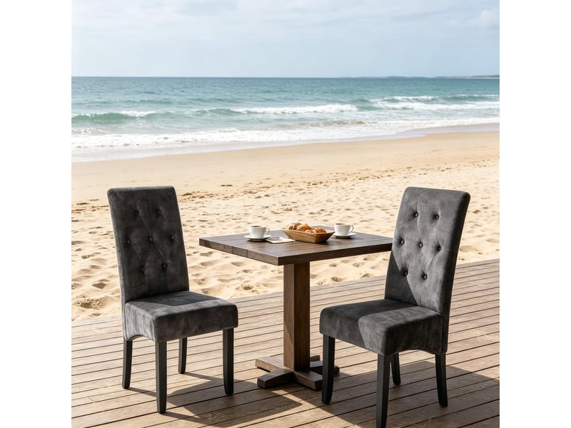  Lot de 2 chaises de salle à manger,avec dossier haut,velours,noir  - Conforama B