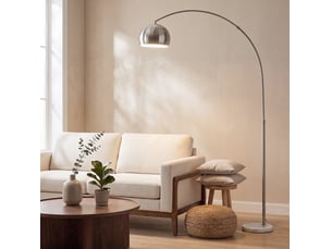 Lampadaire arqué 26 x 100 x 167 cm – argent – abat-jour orientable, socle en placage marbre