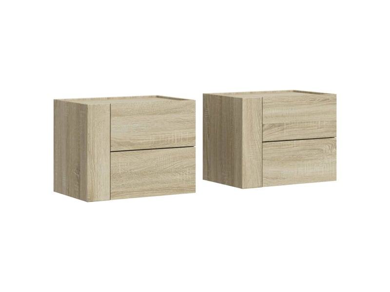  Lot de 2 tables de chevet - cabinet de chevet - table de nuit murales chêne sonoma 45x30x35 cm  - Conforama A
