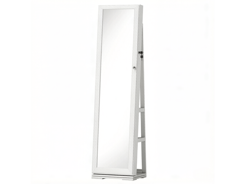  Miroir sur pied pivotant avec rangement bijoux blanc 38 x 38 x 160 cm  - Conforama A