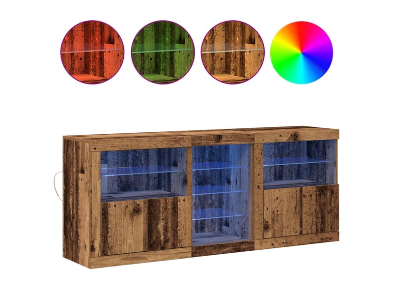  Buffet - bahut - meuble de rangement led bois ancien 162 x 37 x 67 cm bois d'ingénierie  - Conforama D