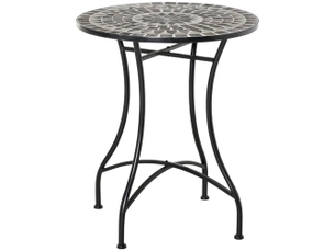 Table de jardin et d'extérieur en métal noir et céramique