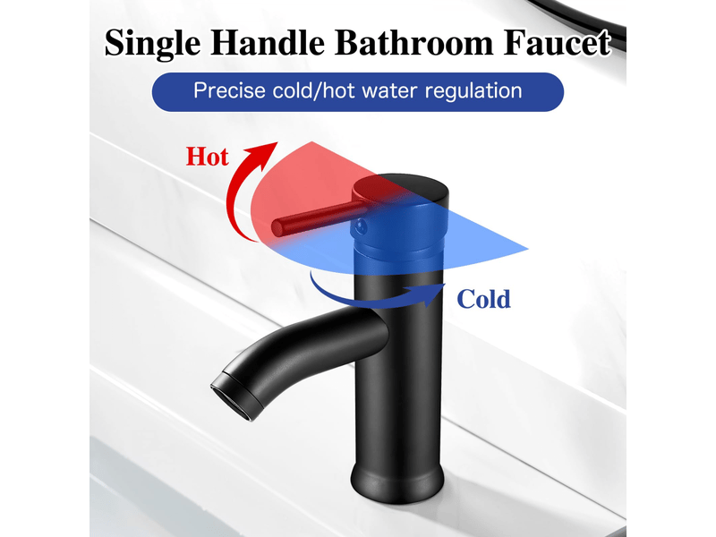 Robinet salle bain noir, mitigeur lavabo monocommande, robinet lavabo chaude et froide réglable en céramique, acier inoxydable - Conforama B