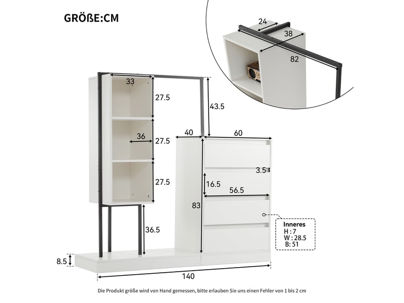  Armoire portant 140x40x135cm - meuble desserte de rangement ouvert avec 4 tiroirs &amp; tringle penderie métal - blanc  - Conforama D