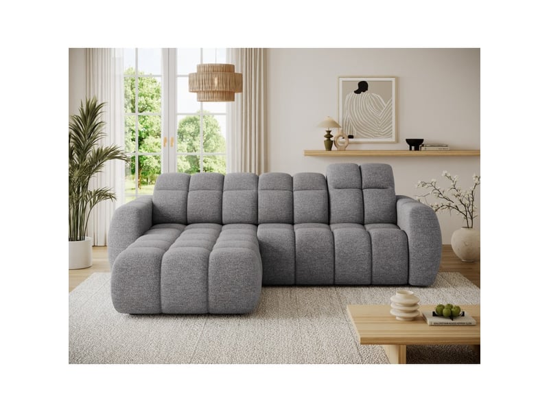 Canapé d'angle électrique fanoti 3 places gris chiné – angle gauche - Conforama E