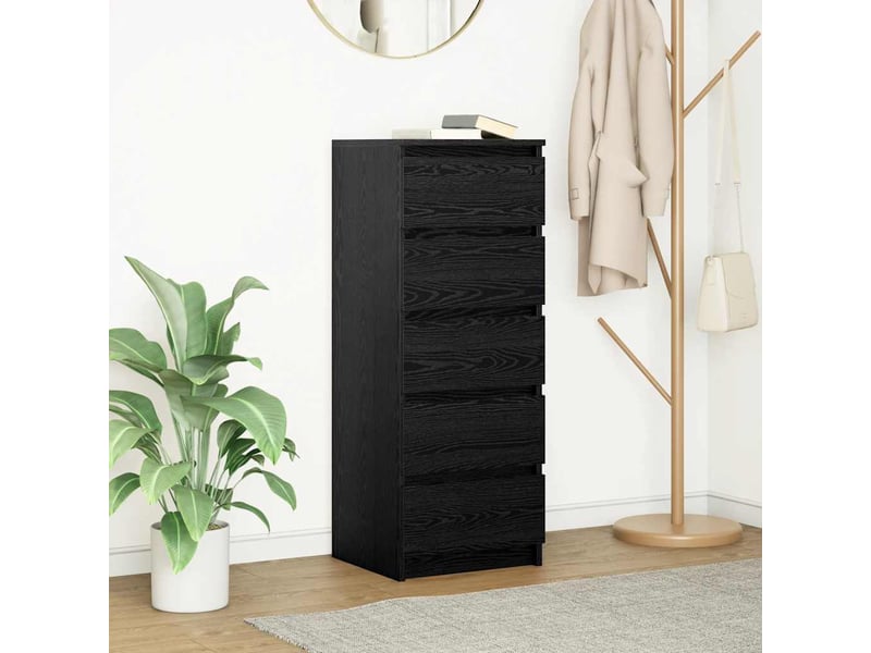 Buffet - bahut - meuble de rangement avec tiroirs chêne noir 37,5x35x99 cm bois d'ingénierie  - Conforama B
