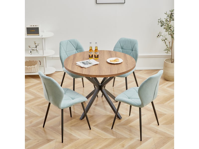  Lot de 6 chaises - chaise de salle à manger vintage en forme de diamant - chaise en lin - pieds en métal(bleu) Grand-house - Conforama D