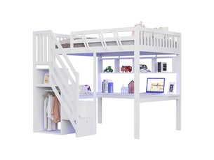 Lit mezzanine 140x200 cm <strong>MIVRAY </strong>  <strong></strong> coloris blanc