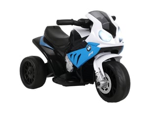 Moto électrique pour enfants de 18 à 36 mois, bmw s1000rr sous licence, vitesse 2,5 kmh, charge maximale 20 kg, dimensions 66 x 37 x 44 cm, bleue