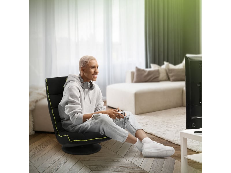 Ml-design fauteuil de sol gaming noir-vert pivotant 360° modèle de jeu pliable avec appui-tête dossier réglable et rembourré siège multi-positions relaxant confort pour lounge salon ou chambre ECD Germany GmbH - Conforama B