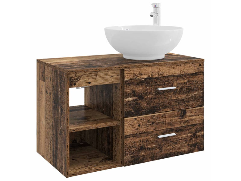 Ensemble de mobilier de salle de bain 2 pcs bois ancien shl8740 - Conforama A