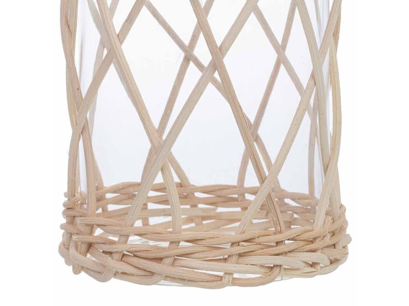  Bougeoir en verre doublé de fibres naturelles brunes, d9 x 20 h cm  - Conforama E