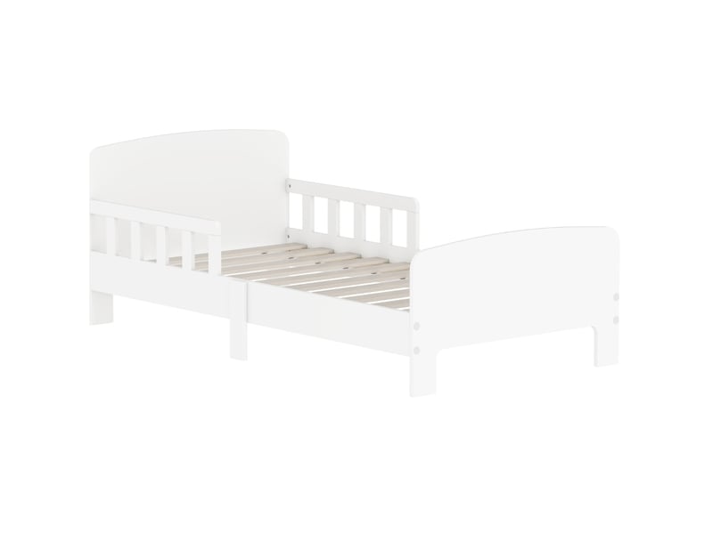 Lit enfant 3-8 ans avec barrières de sécurité, 140x70 cm, mdf blanc - Conforama A