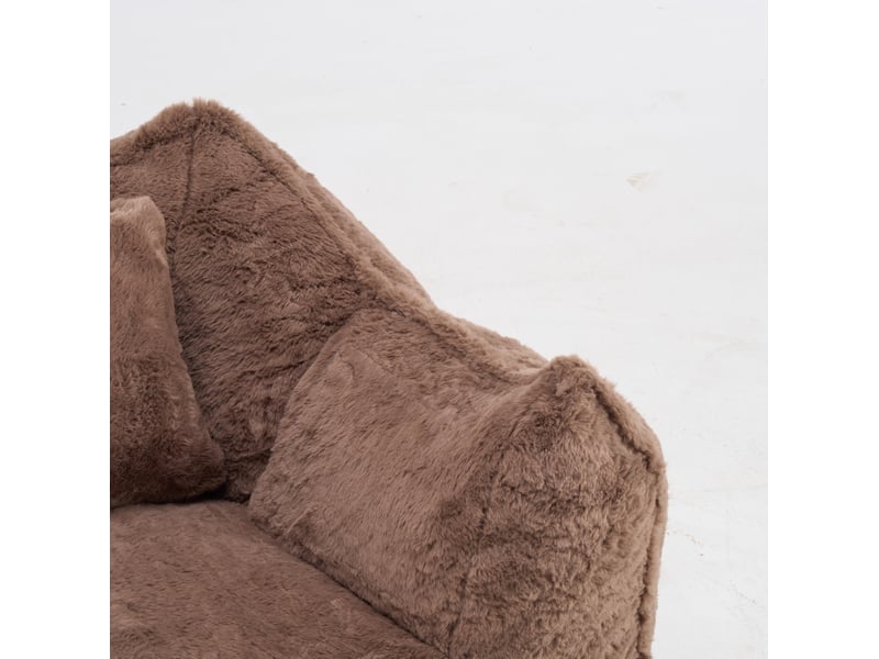  Fauteuil poire modenvie grand format avec coussin en fausse fourrure kaki 123 x 97 x 73 cm  - Conforama E