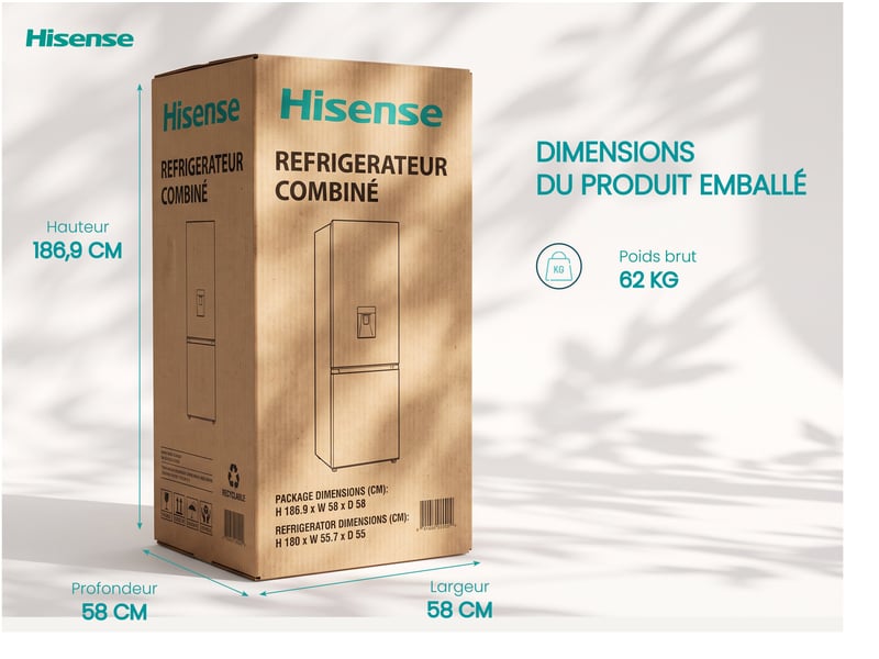 Réfrigérateur combiné (congél en bas) HISENSE RB343D4WDC - Conforama Q