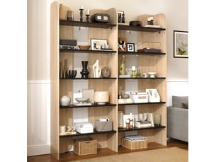 Étagère bibliothèque 160 cm, 5 niveaux, bicolore, rangement ouvert