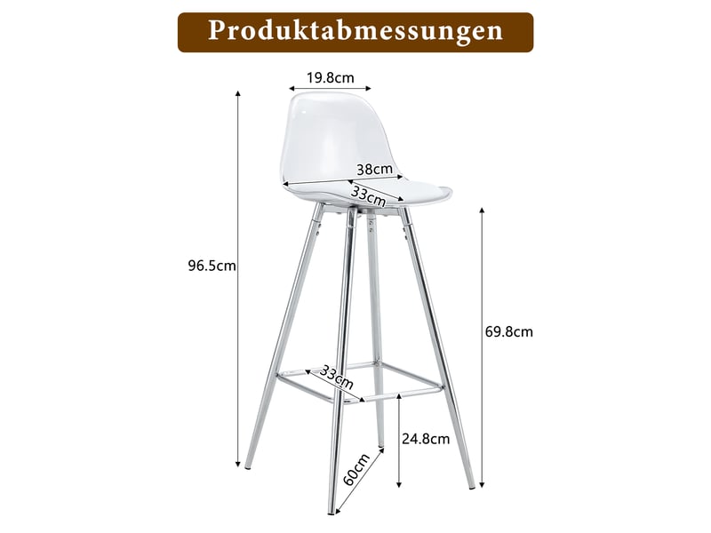  Lot de 2 chaises transparentes avec pieds en métal argenté, dossier ergonomique, pour salle à manger et salon  - Conforama C