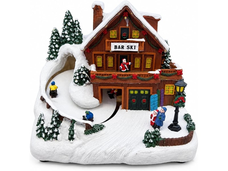  Village de noël animé avec skieurs mobiles et éclairage del  - Conforama A