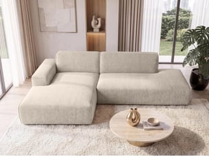 Canapé d'angle gauche fixe <strong>AX LIVING </strong> <strong>Didim Duo</strong> 5 places Tissu beige