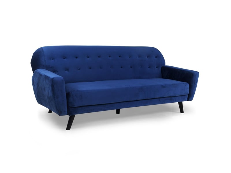  Canapé droit convertible scandinave helios velours bleu Helios - Conforama A