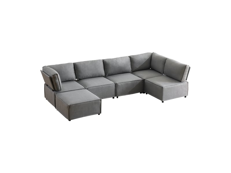  Canapé d’angle modulable convertible en couchage - lpospi - modules connectables, tissu respirant gris clair  - Conforama A