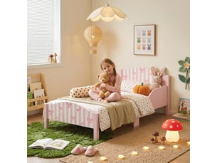 Lit simple 90x190 cm coloris rose