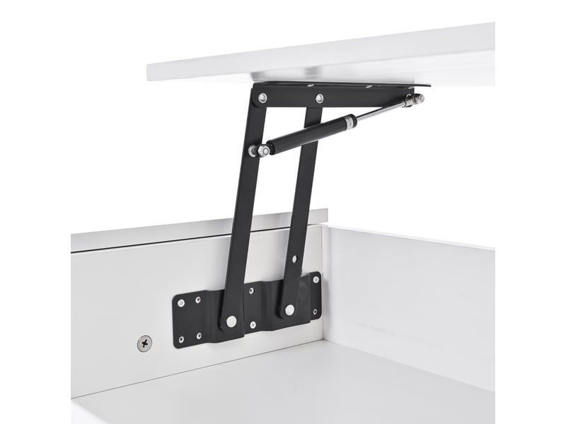  Table basse relevable led avec 3 rangements et 4 niches pour salon en panneaux de particules 98×45×40 cm blanche  - Conforama D